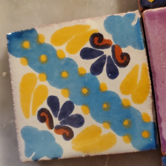 Lot of 4 Day Of Dead Wedding Skeleton Bride Groom 2" Talavera tiles - Picture 4 of 6